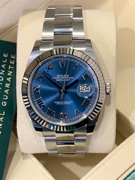 rolex silver with blue dial|rolex 41mm date just mint dial.